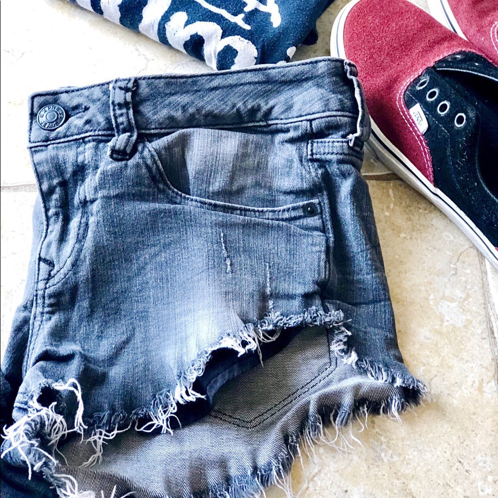 Frayed Express Denim Shorts
